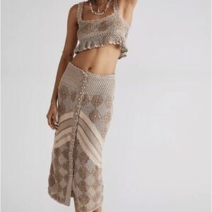 Free People Touch the Sun Crochet Skirt